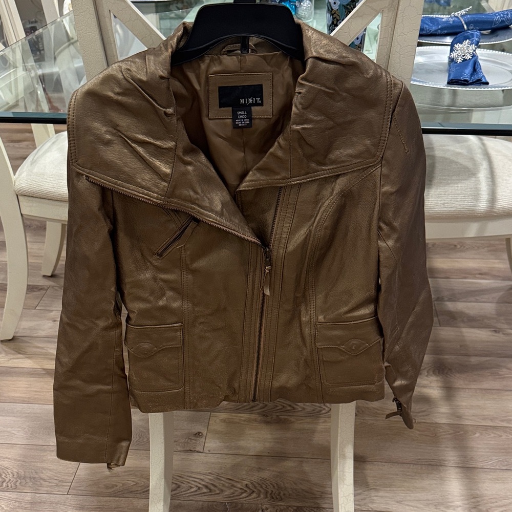 Mint Tan Leather Jacket